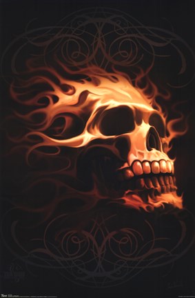 Framed Flaming Skull Print
