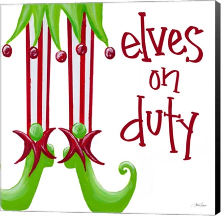 Framed Elves on Duty Square Print