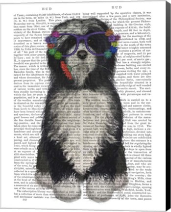 Framed Tibetan Terrier Flower Glasses Print