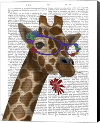 Framed Giraffe and Flower Glasses 2 Print