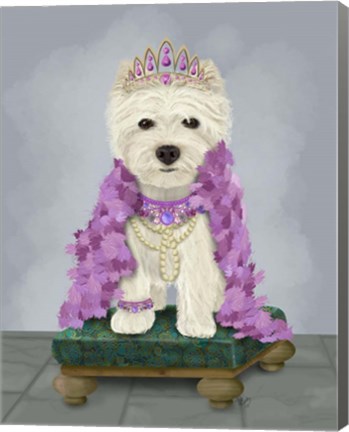 Framed West Highland Terrier with Tiara Print