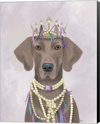 Framed Weimaraner with Tiara Print