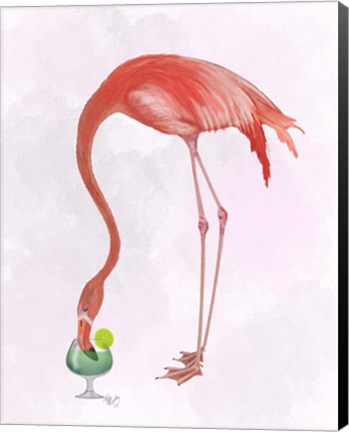 Framed Flamingo and Cocktail 2 Print