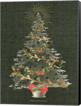 Framed Burlap Christmas Tree Print