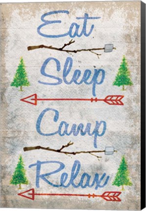 Framed Eat, Sleep, Camp, Relax Print