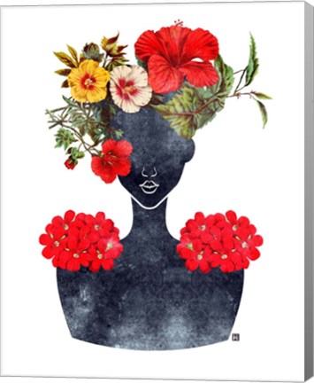 Framed Flower Crown Silhouette I Print