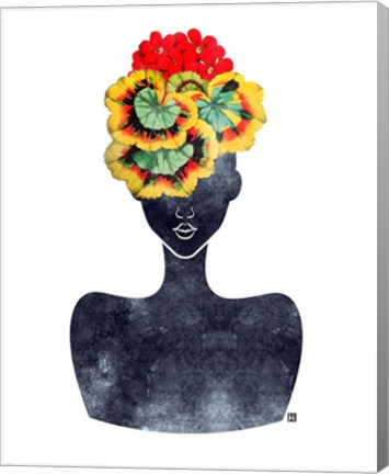 Framed Flower Crown Silhouette IV Print