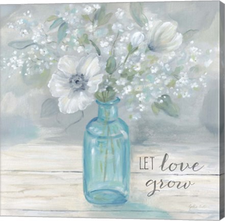 Framed Vintage Jar Bouquet Sentiment II Print