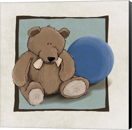 Framed Teddy Bear and Ball Print