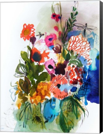 Framed Flowers and Insects One Print