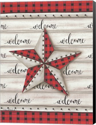 Framed Plaid Welcome Barnstar Print