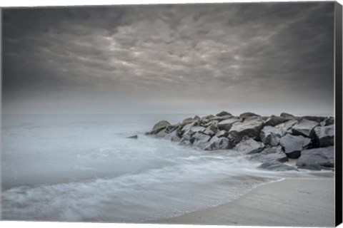 Framed Stormy Beach in Cape May National Seashore, NJ Print