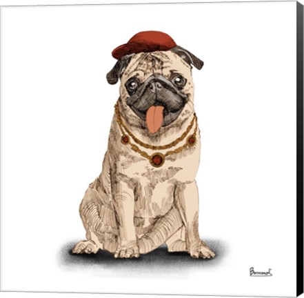 Framed Pugs in Hats I Print