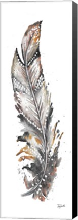 Framed Tribal Feather Neutral Panel III Print