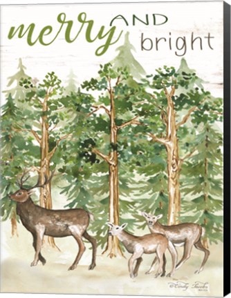 Framed Merry &amp; Bright Deer Print