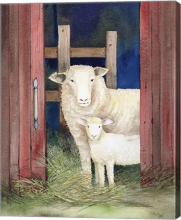 Framed Farm Family Sheep Print