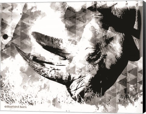 Framed Modern Black &amp; White Rhino Print