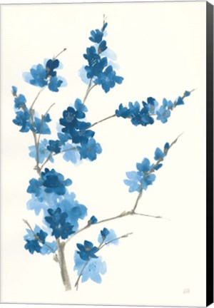 Framed Blue Branch I Print