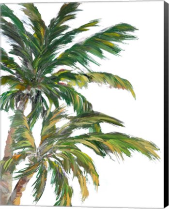 Framed Tropical Trees on White I Print