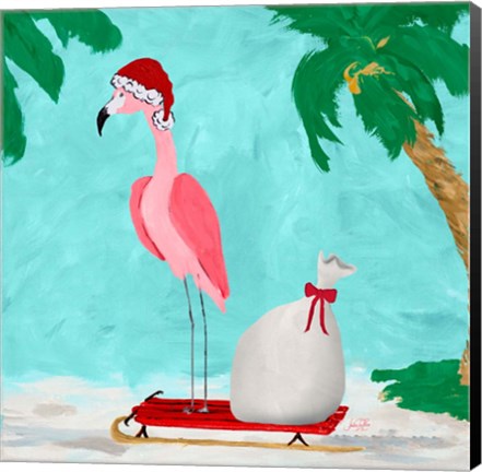 Framed Fa La La La Flamingo Holiday II Print