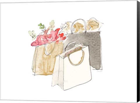 Framed Holiday Shopping Bags II Print