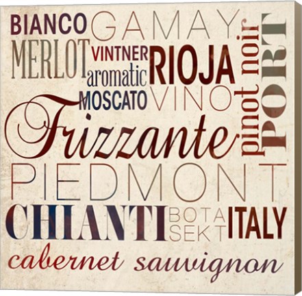 Framed Wine Words I Print