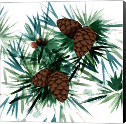 Framed Christmas Hinterland II Pine Cones Print