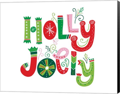 Framed Festive Lettering - Holly Jolly Print