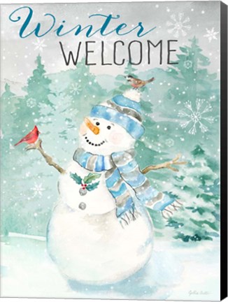 Framed Let it Snow Blue Snowman portrait Print