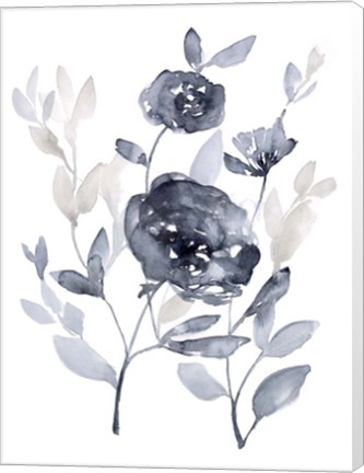 Framed Peonies in Grey II Print