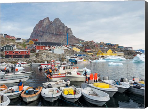 Framed Uummannaq Harbor And Town, Greenland Print