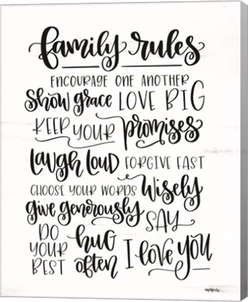 Framed Family Rules Print