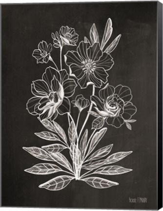 Framed Vintage Chalkboard Flowers Print