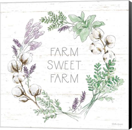 Framed Farmhouse Cotton VIII Sage Print