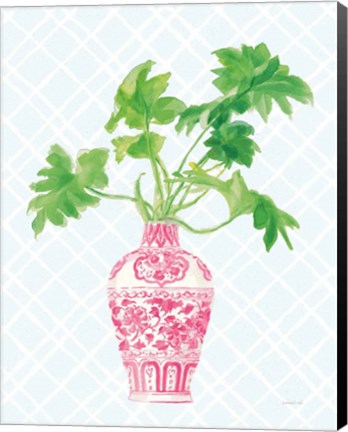 Framed Palm Chinoiserie III Pink Print