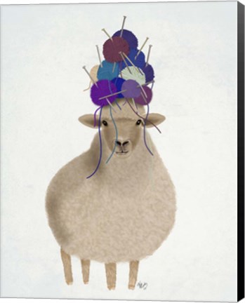 Framed Sheep with Wool Hat, Full Print