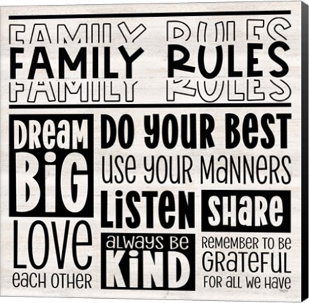 Framed Family Rules I Print