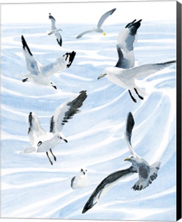 Framed Seagull Soiree II Print