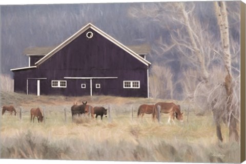 Framed Old Navy Barn with Horses Print