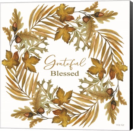 Framed Grateful Blessed Fall Wreath Print