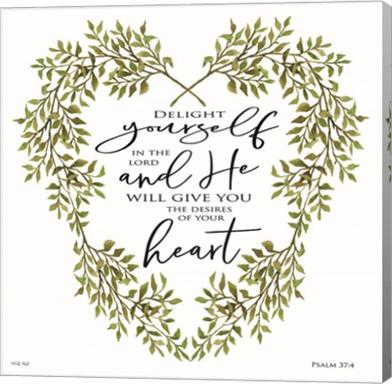 Framed Delight Yourself Heart Wreath Print