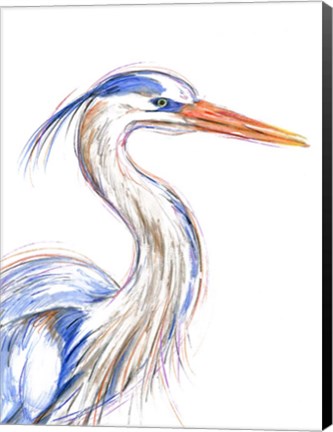 Framed Heron&#39;s Glance I Print