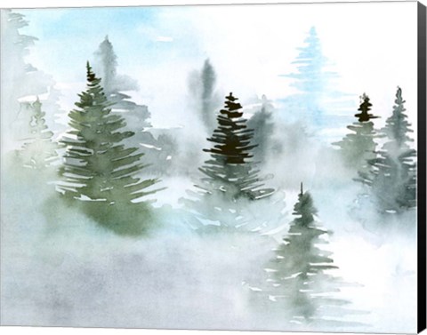 Framed Foggy Evergreens II Print