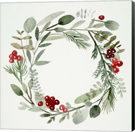 Framed Holly Wreath II Print