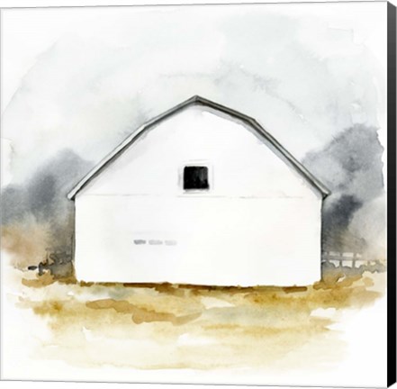 Framed White Barn Watercolor II Print