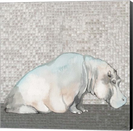 Framed Introspective Hippo Print