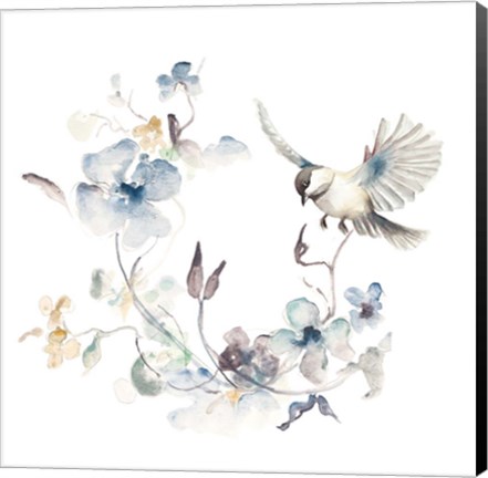 Framed Floral with Bird II Print