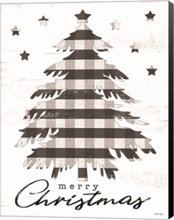 Framed Merry Christmas Tree and Stars Print