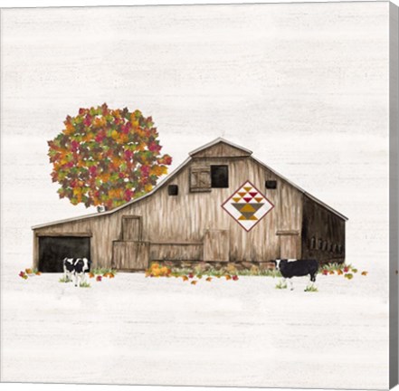 Framed Fall Barn Quilt I Print