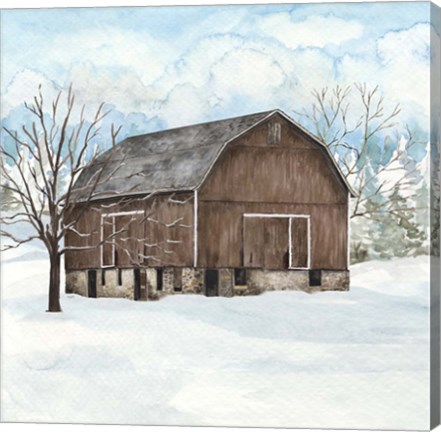 Framed Winter Barn Quilt I Print